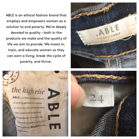 Able jeans Lorena High Rise Distressed Raw hem cuff ankle 24 x 29 Womens - Picture 4 of 12